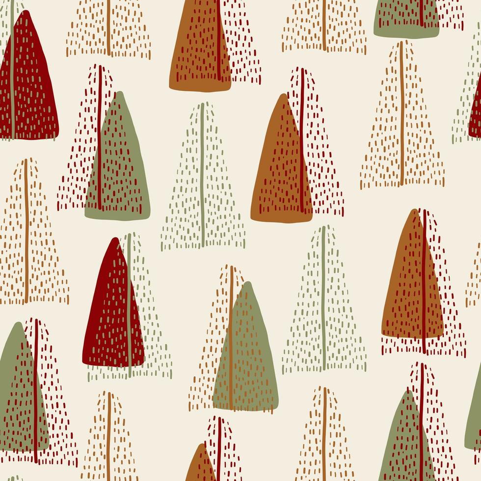 Seamless pattern background with hand drawn cute pine tree vector