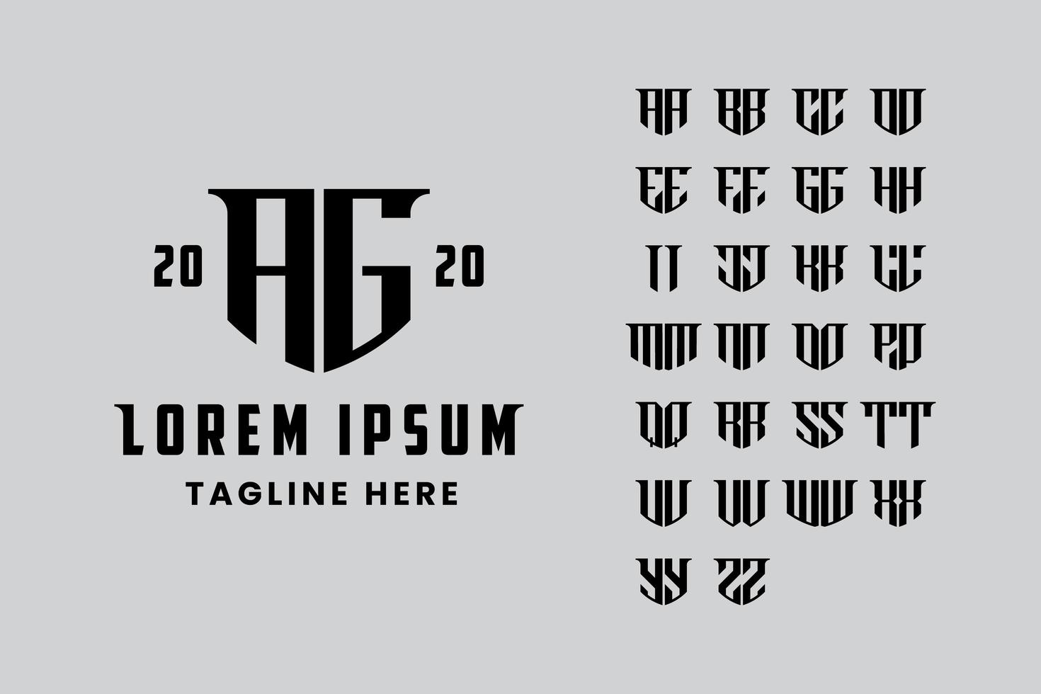 Set of letters set to create a monogram logo vector