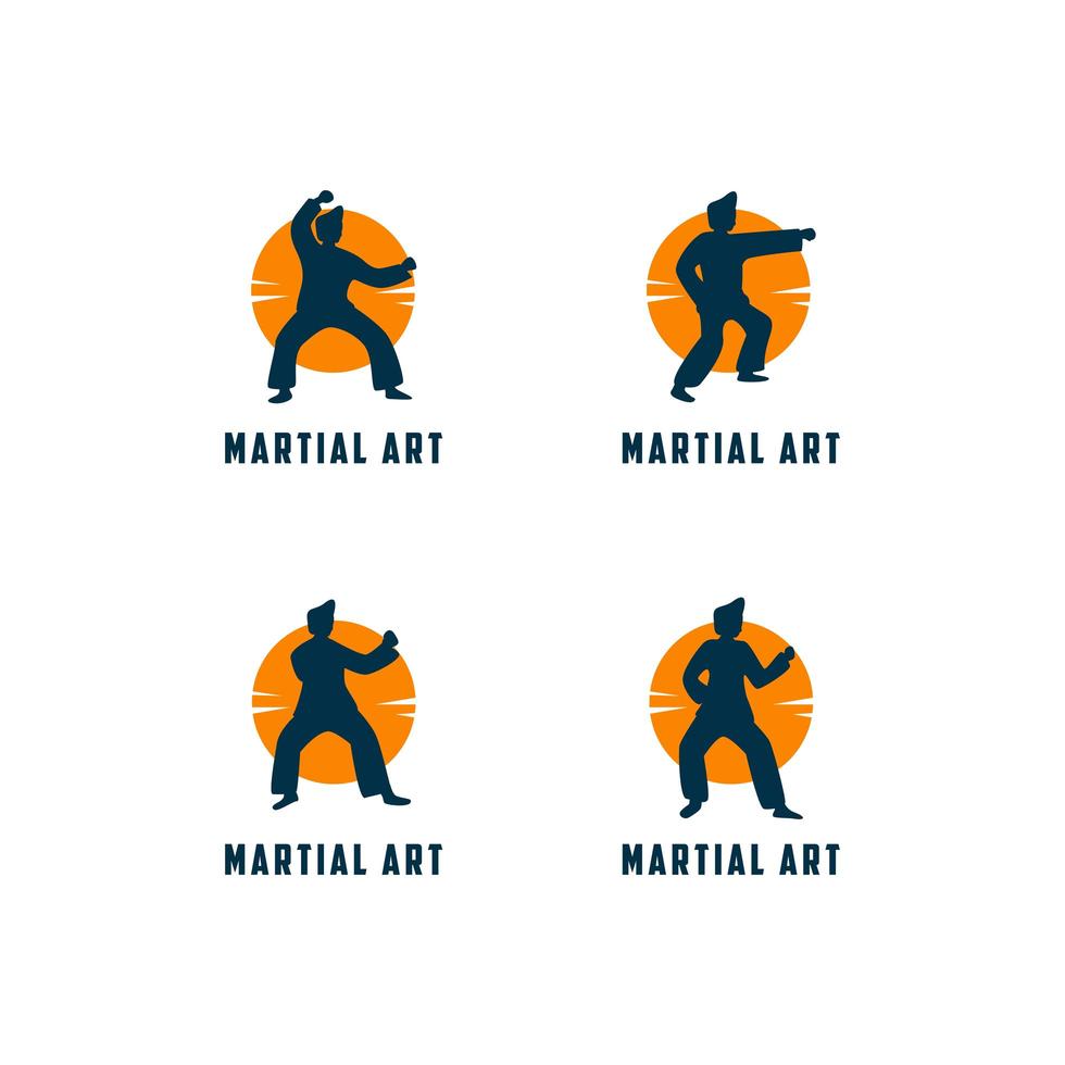 Silhouette Martial Art Logo Set vector