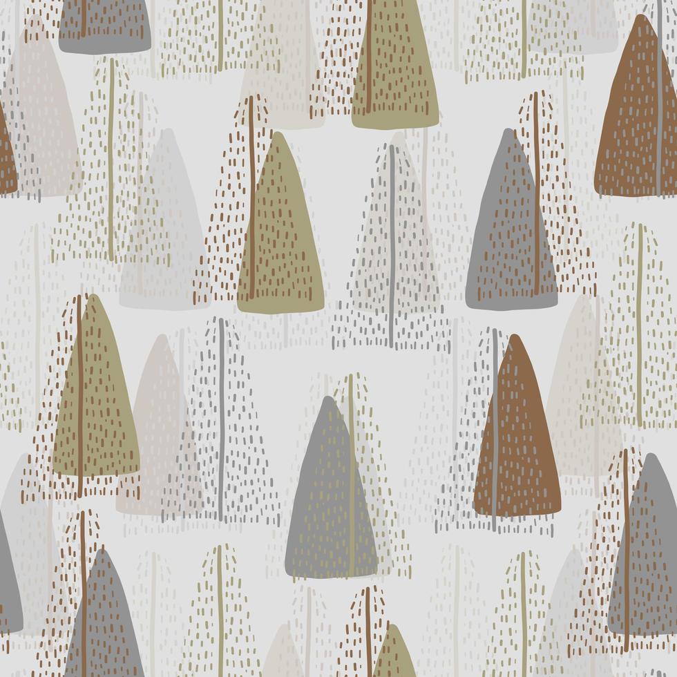 Seamless pattern background with hand drawn cute pine tree vector