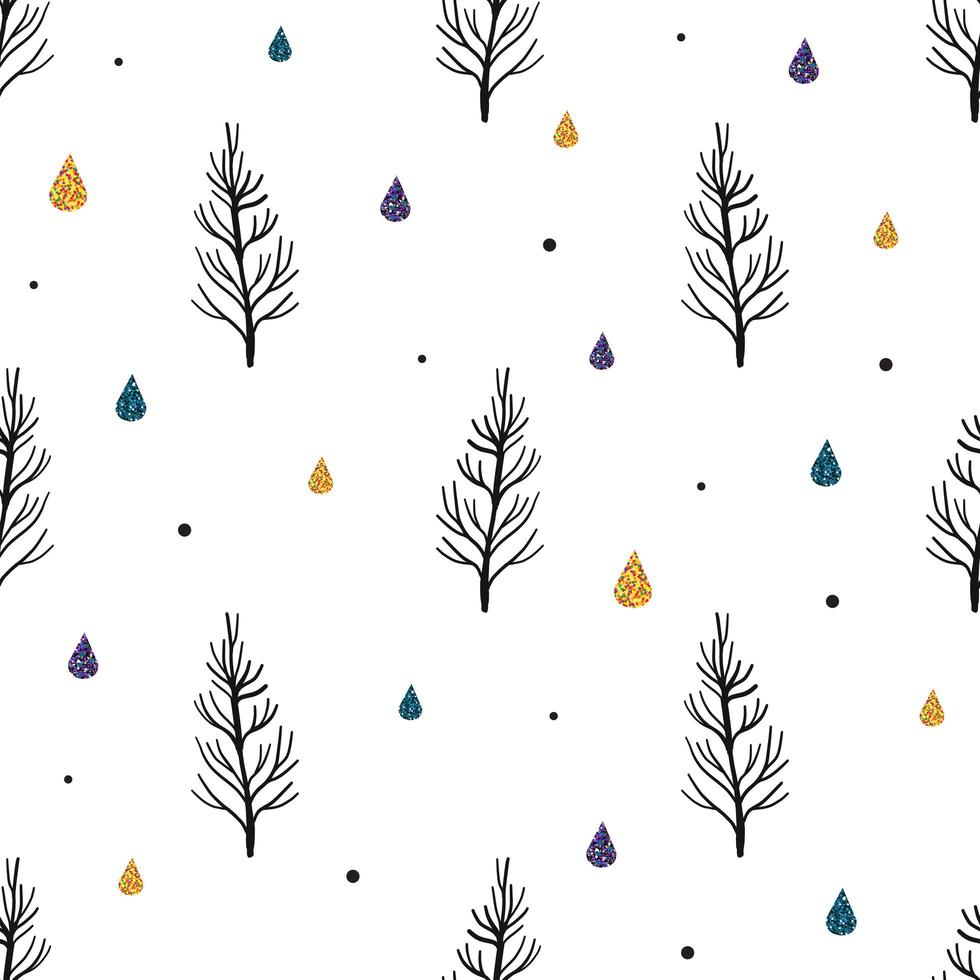 Seamless pattern background with pine tree and snow vector