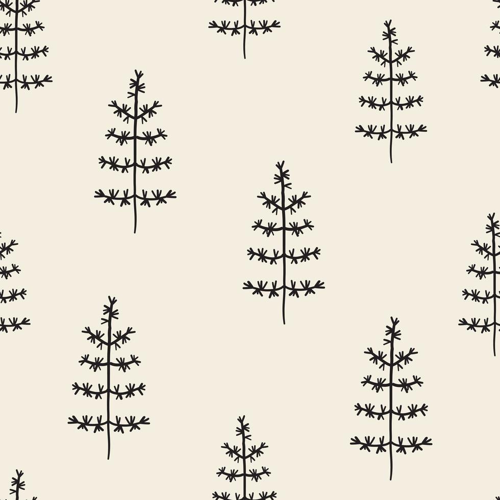 Seamless pattern background with hand draw pine tree vector