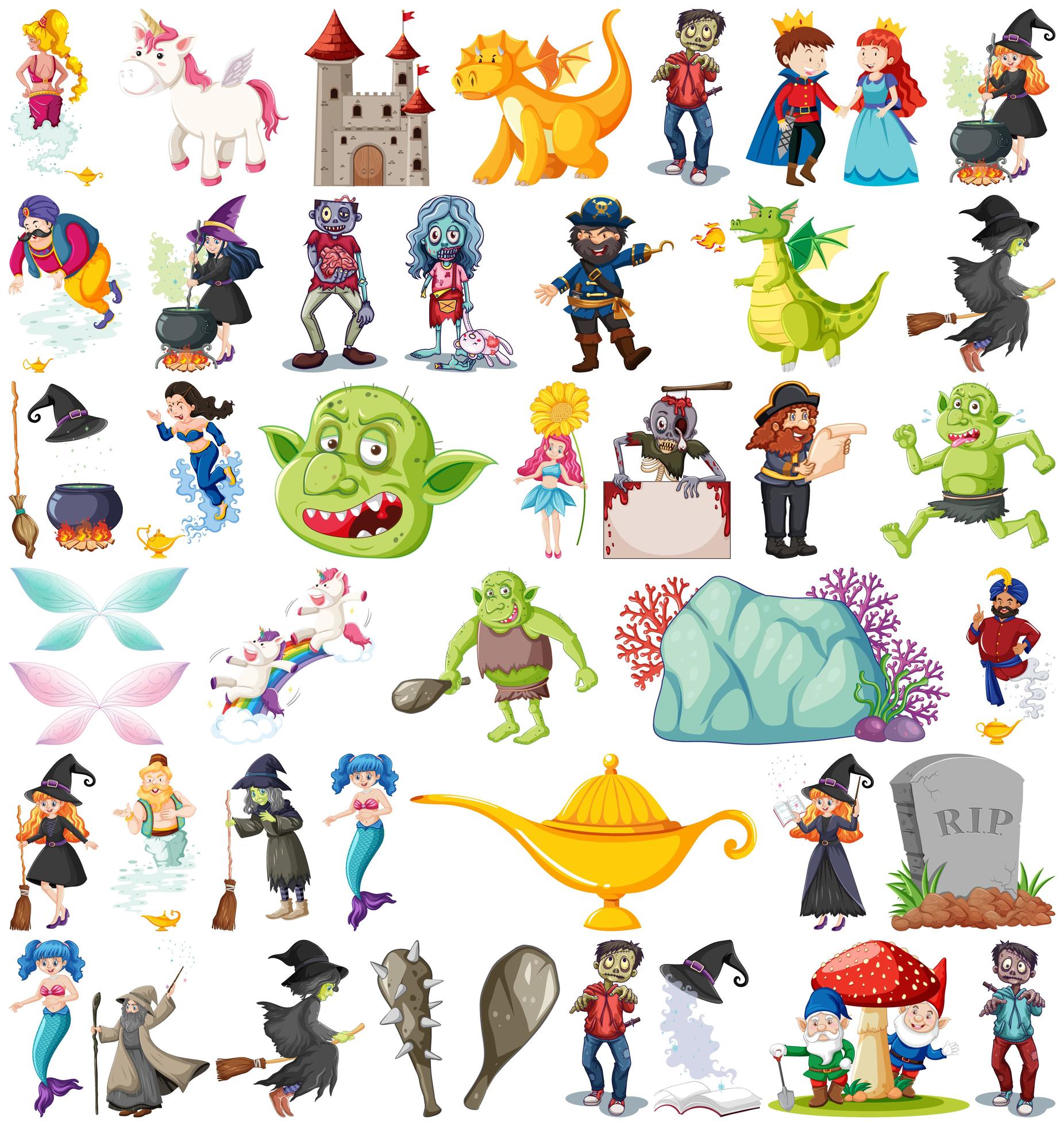 Set Of Fairy Tale Cartoon Character 1858654 Vector Art At Vecteezy