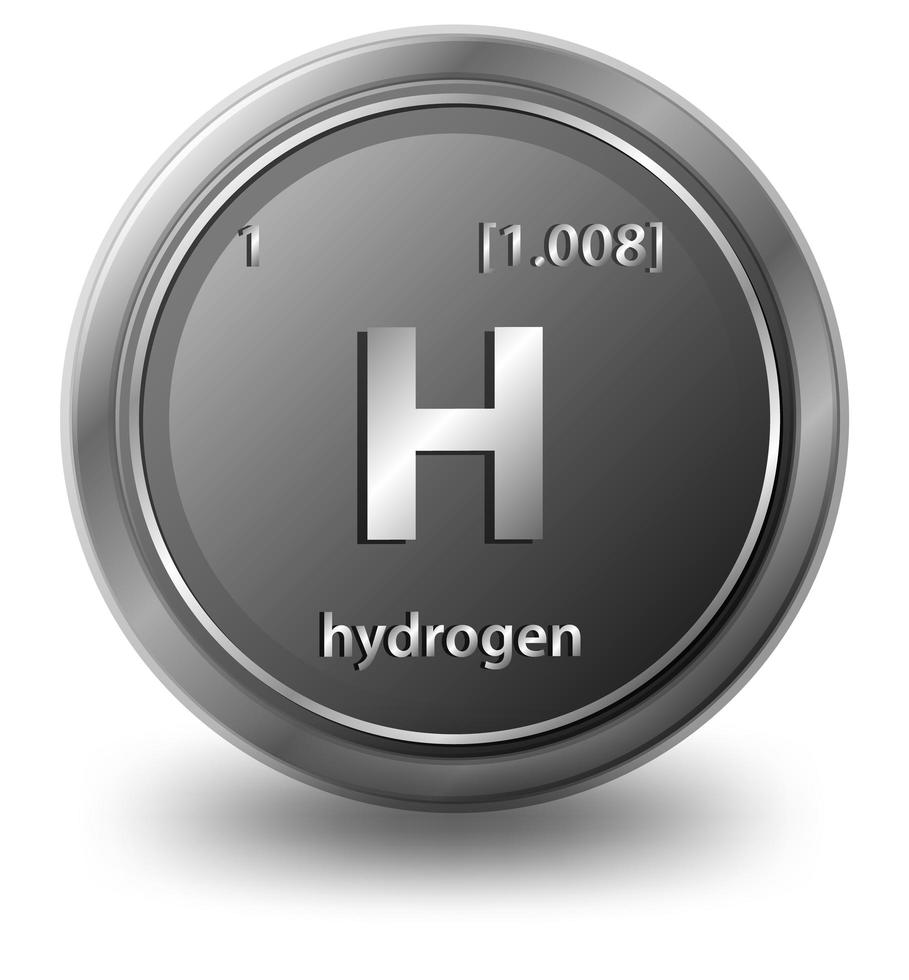 Hydrogen chemical element. Chemical symbol with atomic number and atomic mass. vector