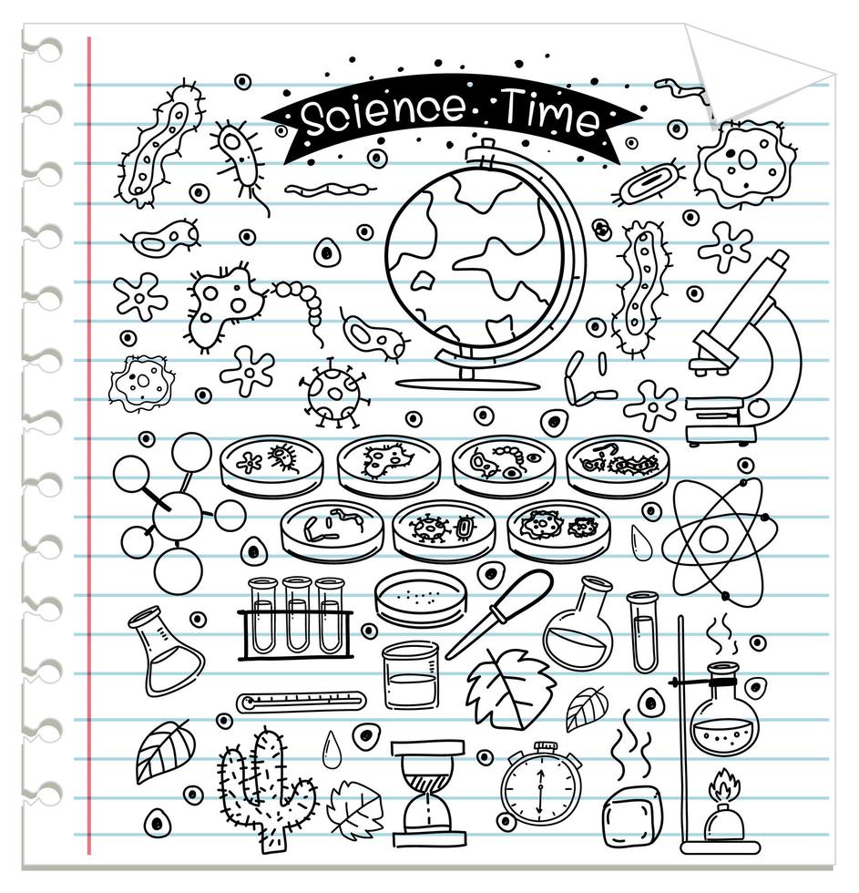 Science element in doodle or sketch style isolated on notebook vector