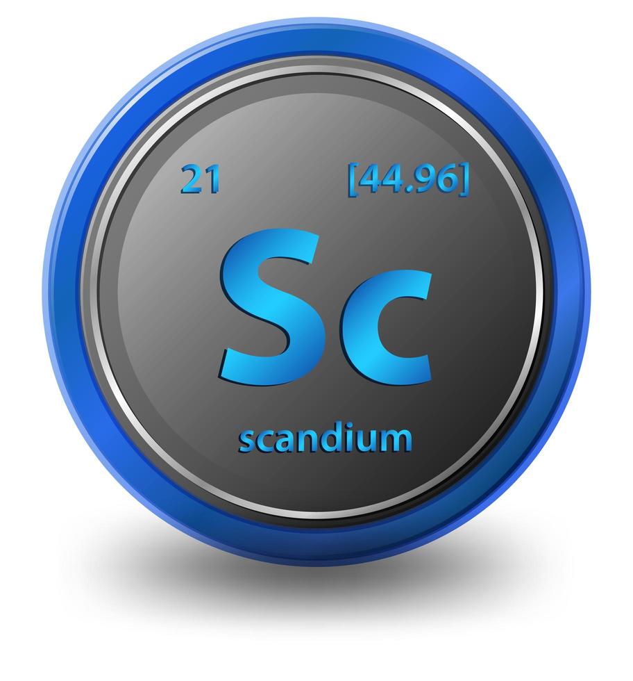 Scandium chemical element. Chemical symbol with atomic number and atomic mass. vector