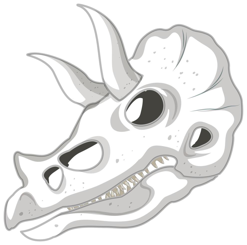 Esqueleto de triceratops sobre fondo blanco. vector