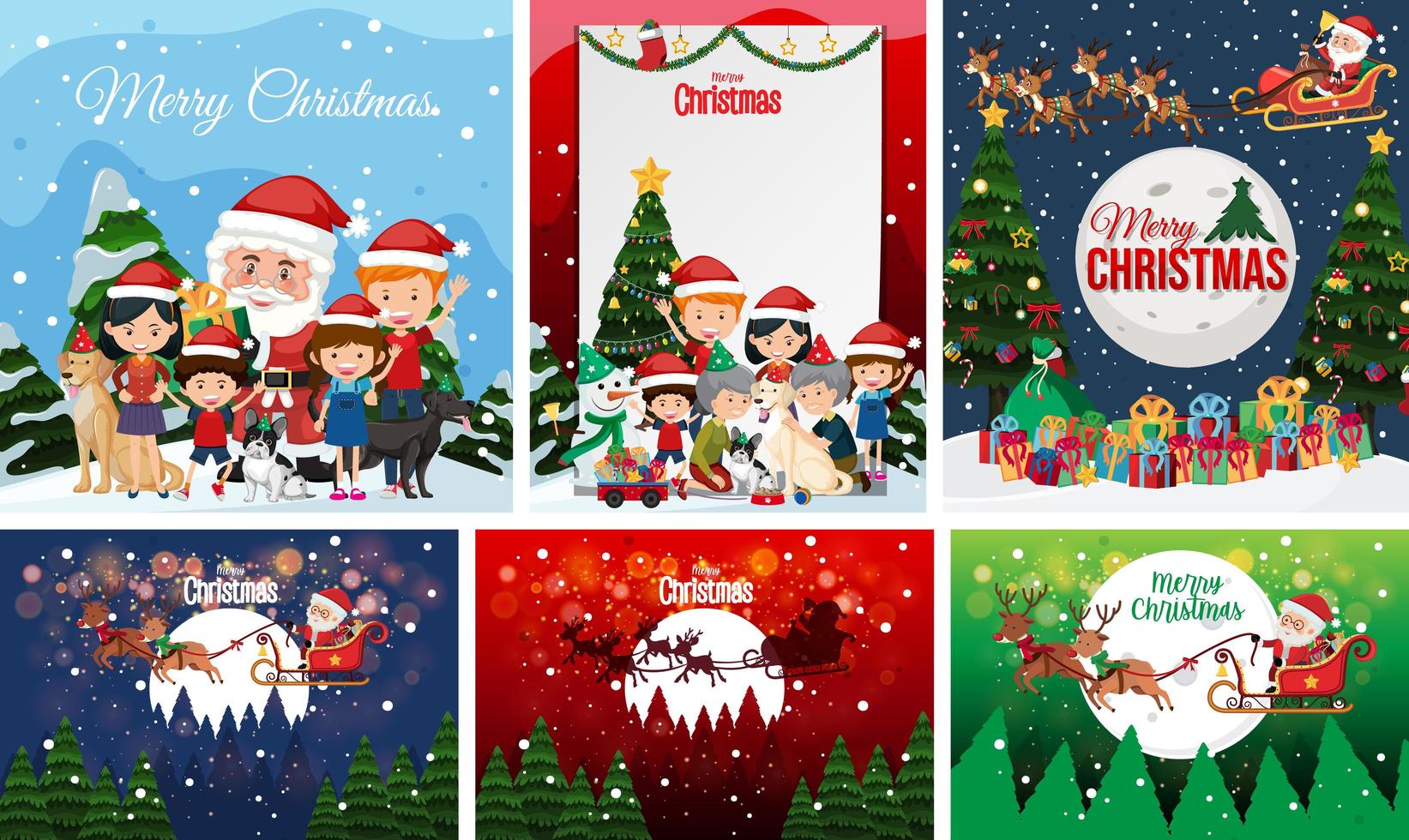 Set of blank Christmas postcard or poster isolated vector