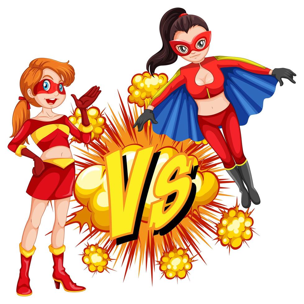 Two superheroes fighting each other vector