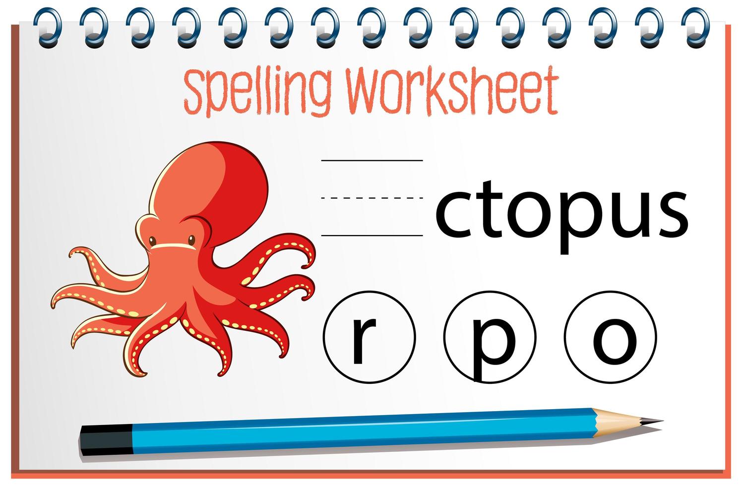 Find missing letter with octopus vector