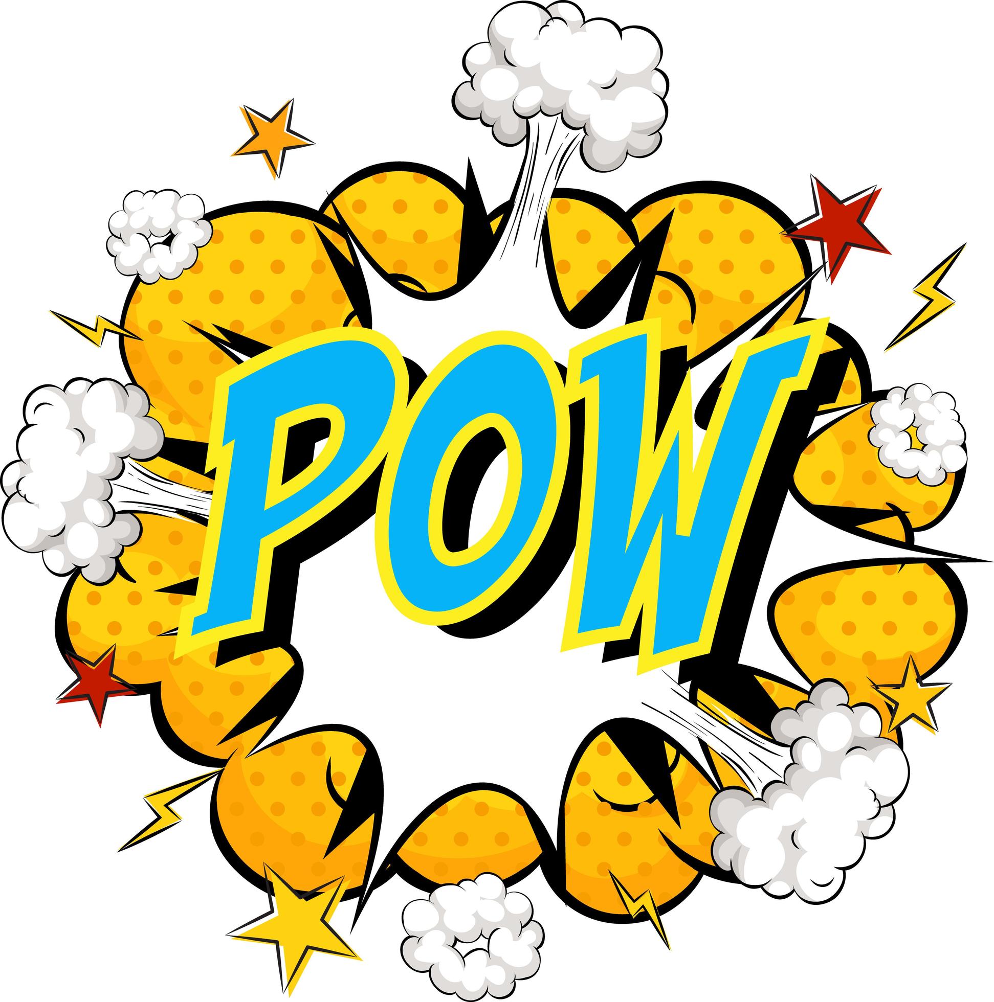 Word Pow on comic cloud explosion background 1858761 Vector Art at Vecteezy