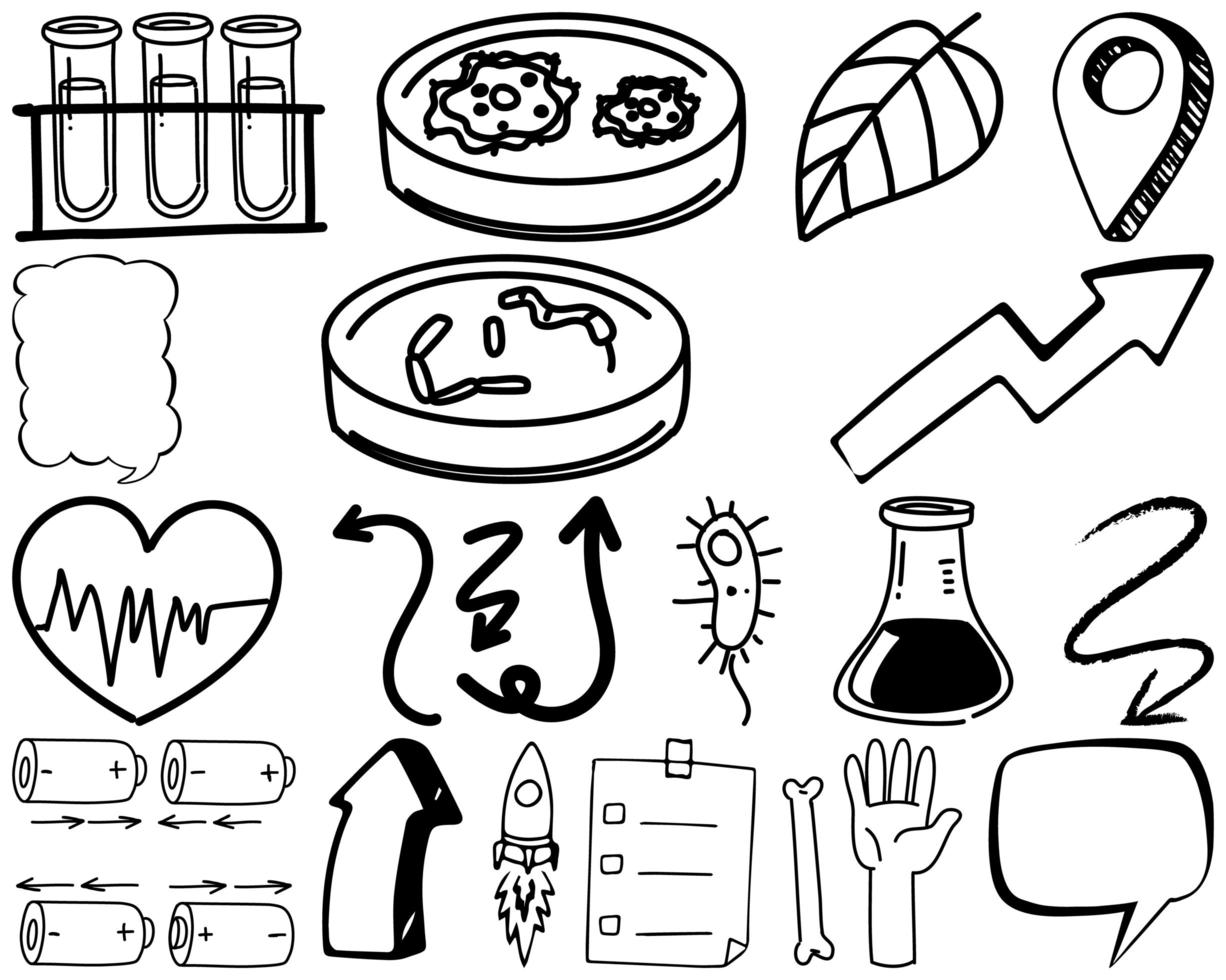 Set of item and symbol hand drawn doodle vector