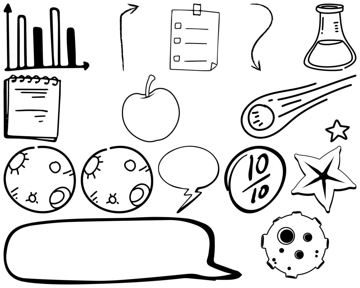 Set of item and symbol hand drawn doodle vector