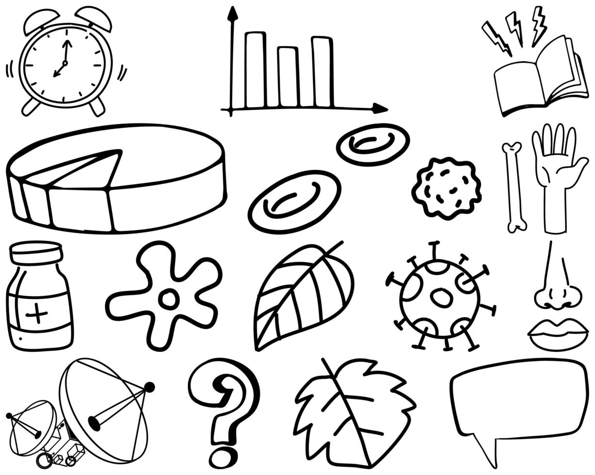 Set of item and symbol hand drawn doodle vector