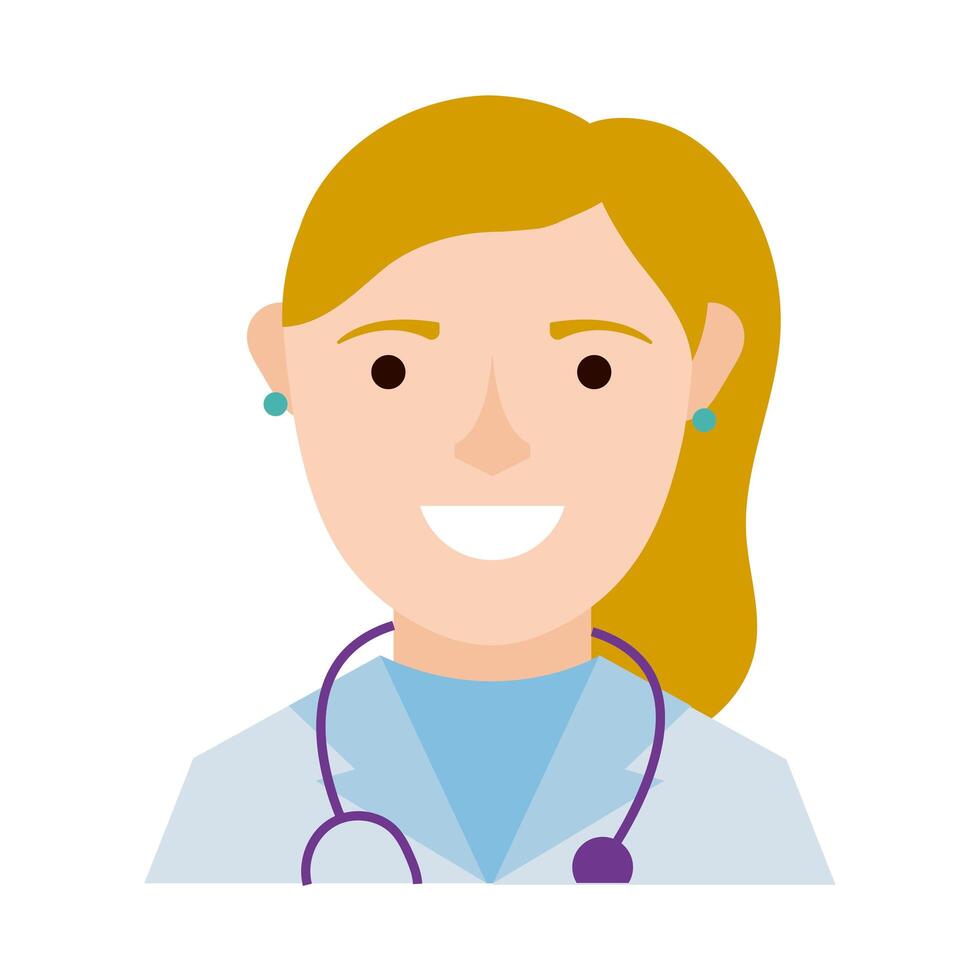 female doctor with stethoscope character flat style vector