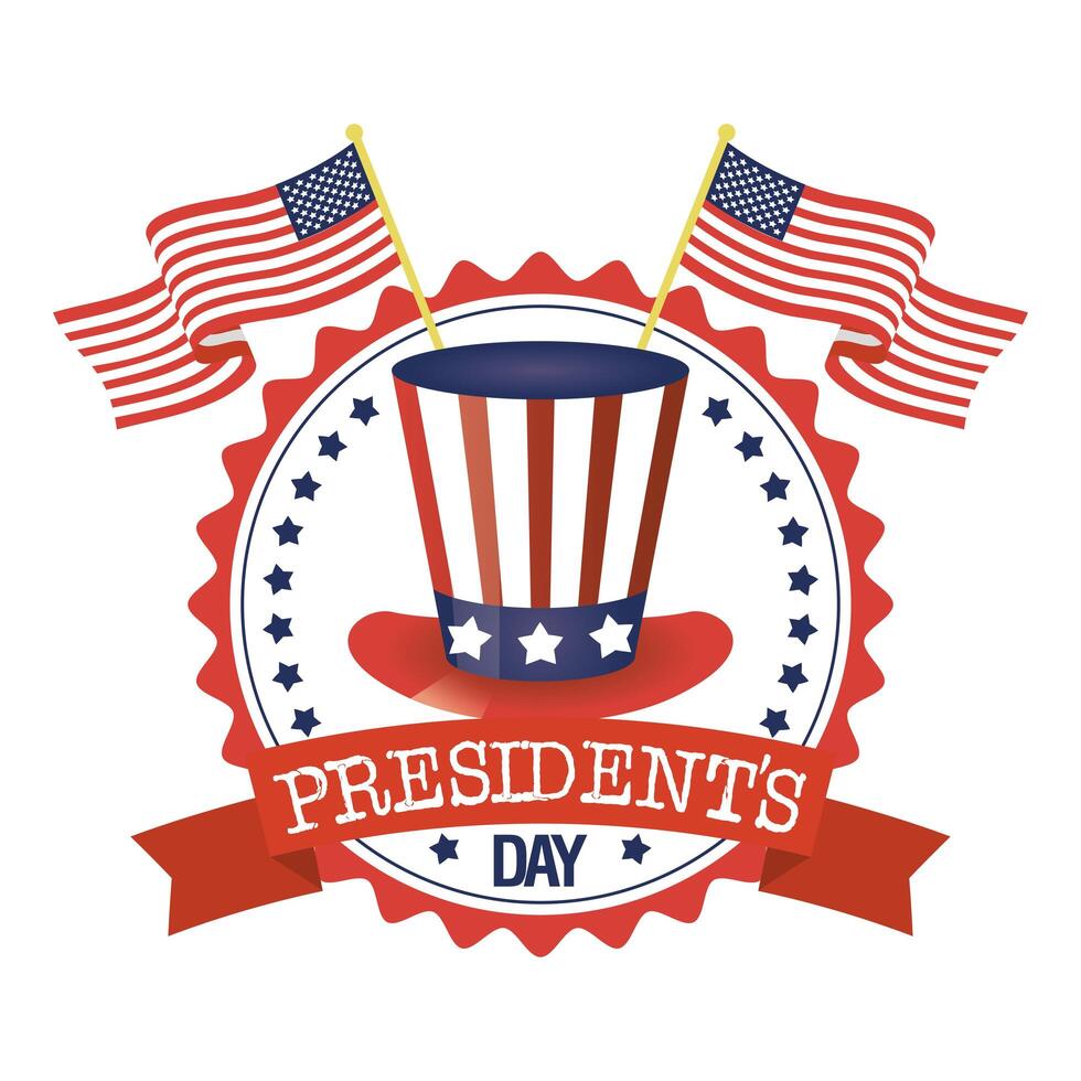 President day hat with USA flag seal stamp vector