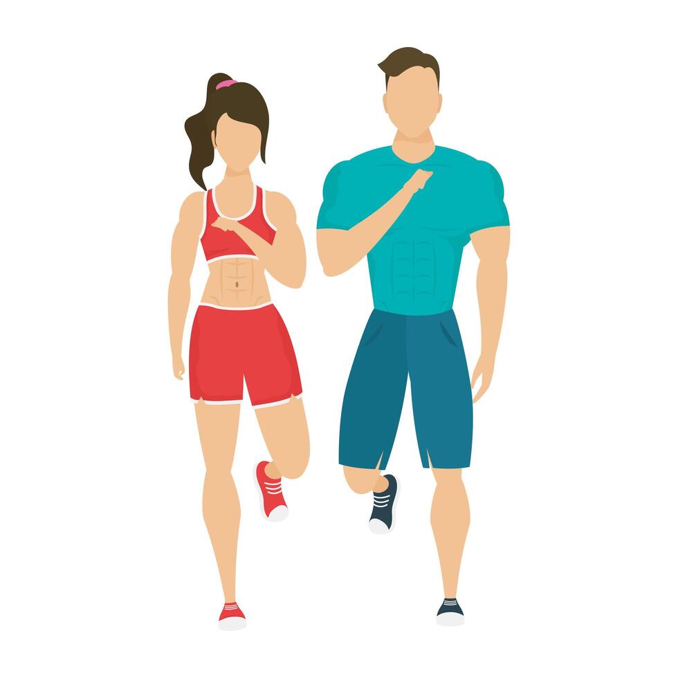 young athlete couple healthy lifestyle vector