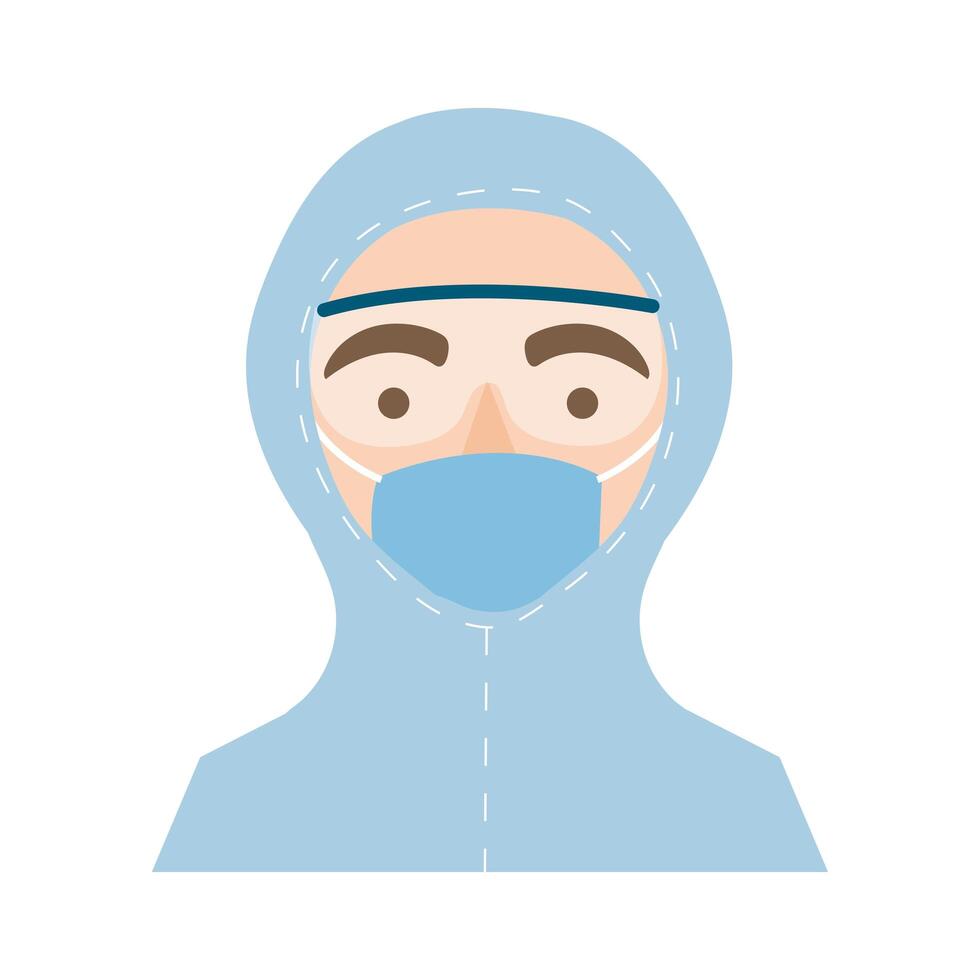 doctor with biosafety suit character flat style icon vector