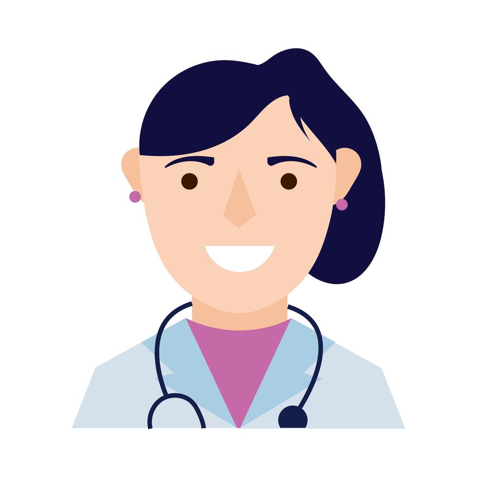 Doctora con estilo plano de carácter estetoscopio vector