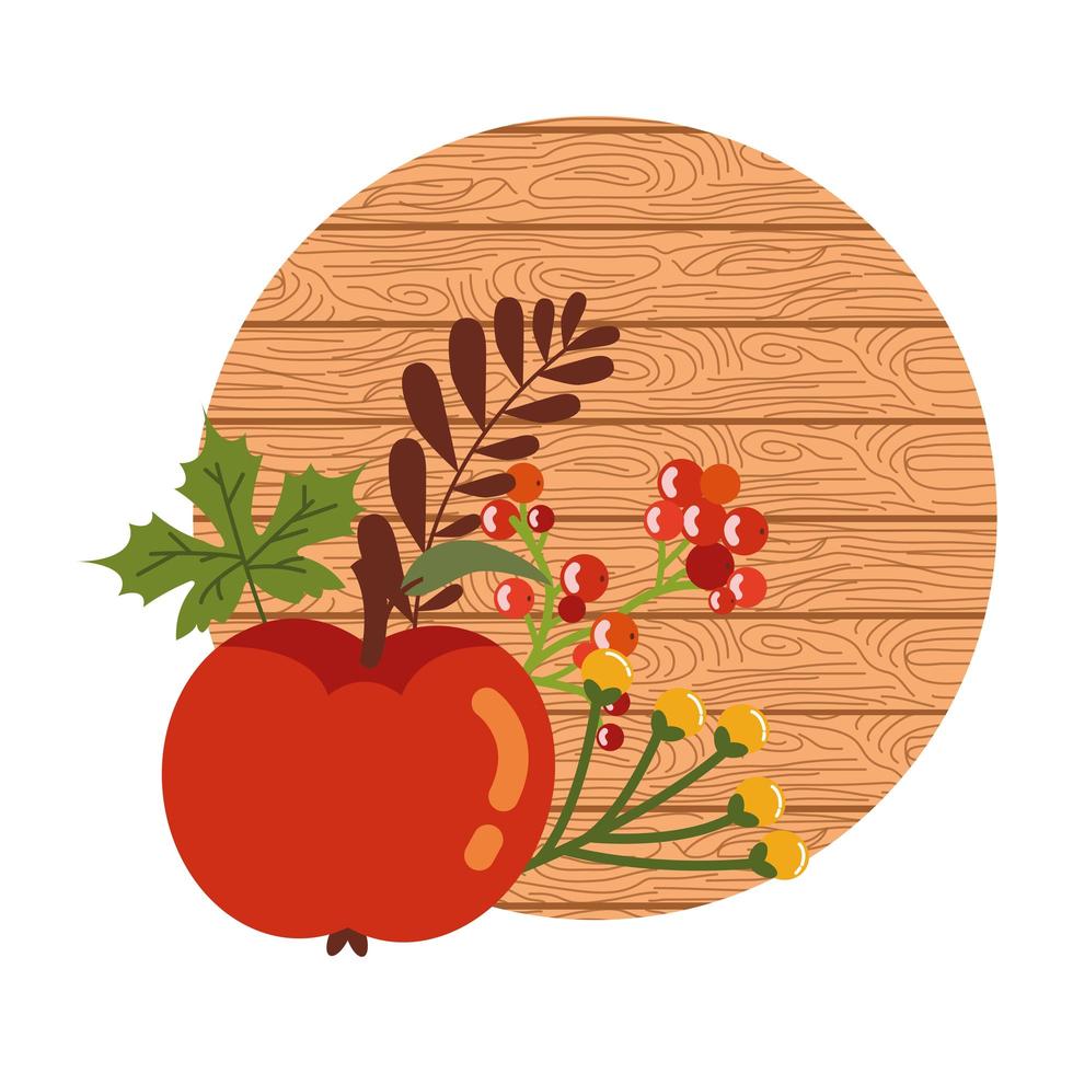 autumn apples with wooden background vector