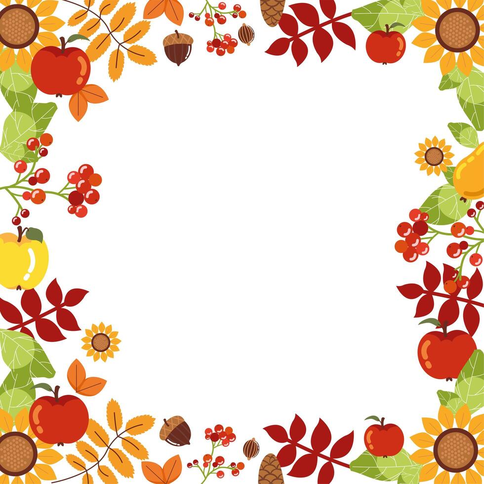 frame with autumn decorations vector