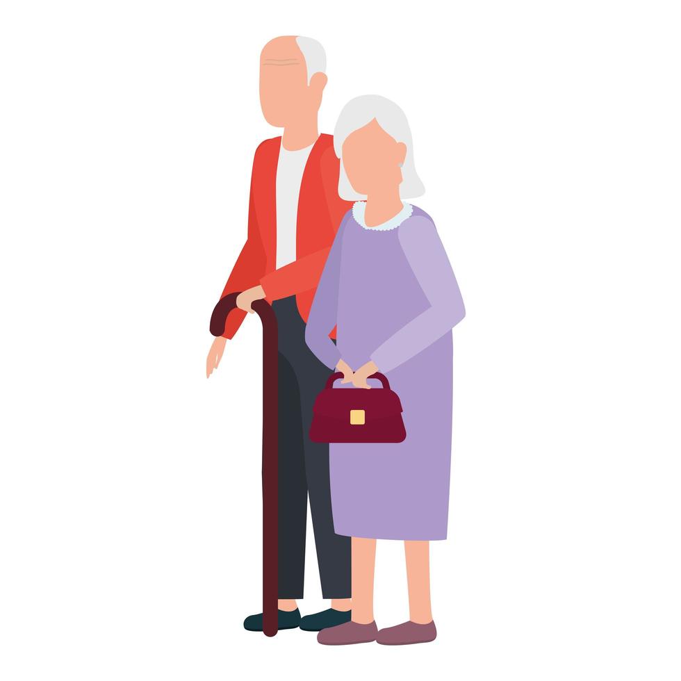 cute old couple comic characters vector