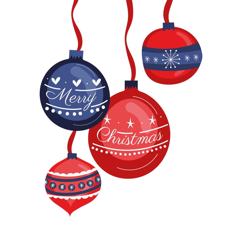 navidad colgando bolas decorativas iconos vector