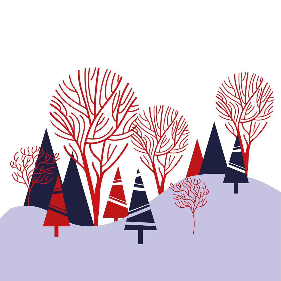 pines trees forest winter scene vector