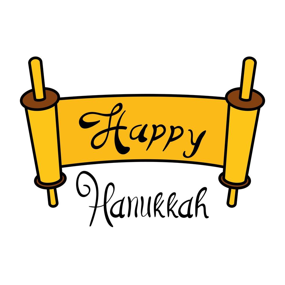 happy Hanukkah parchment with lettering vector illustration design