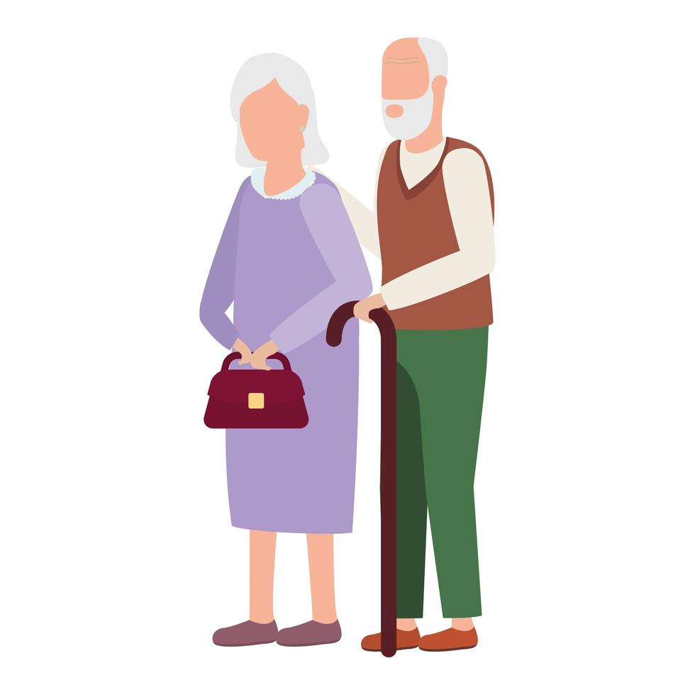 cute grandparents avatars vector
