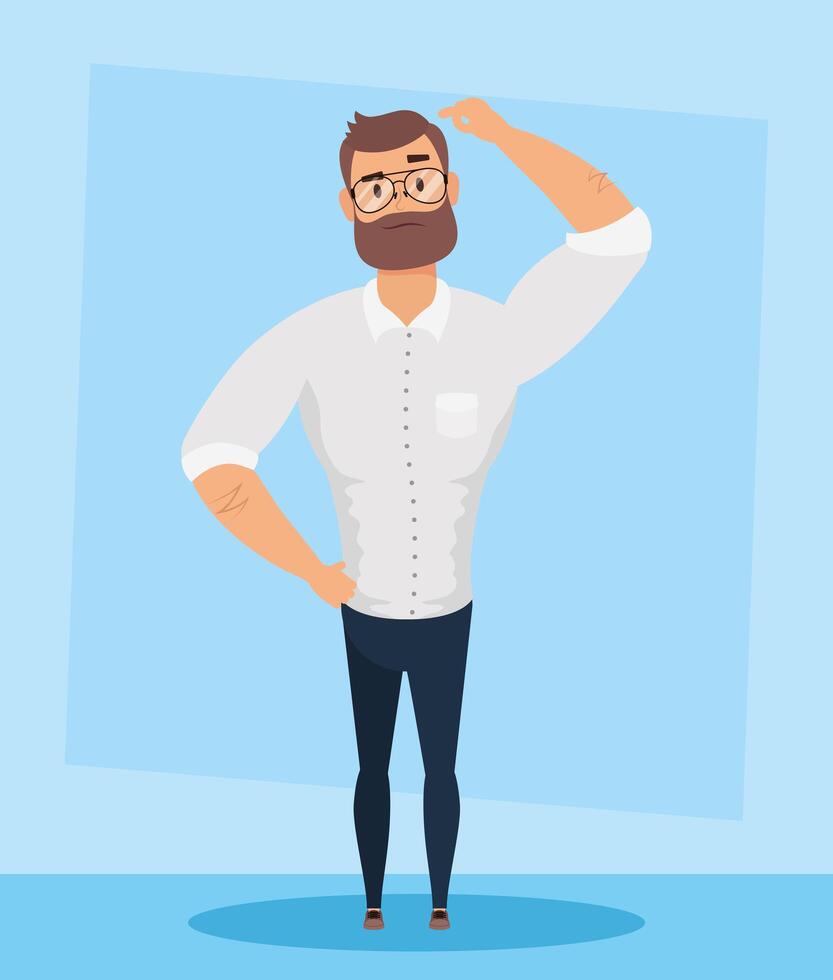 young man with beard avatar character vector