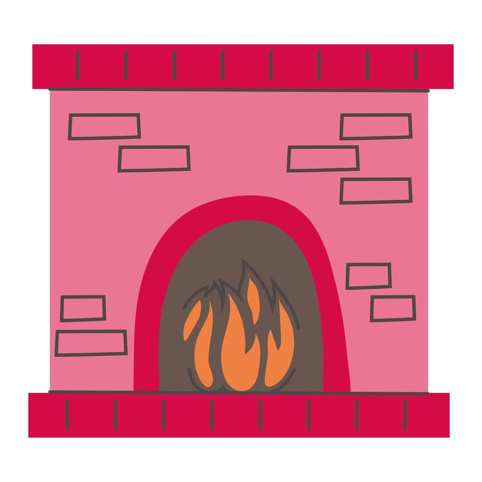 merry Christmas fireplace icon vector