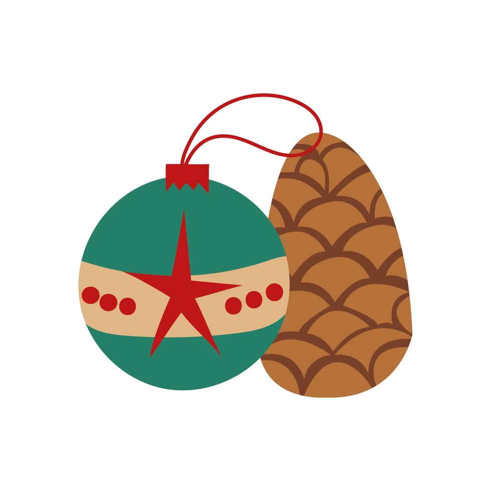 Christmas ball hanging decorative icon vector