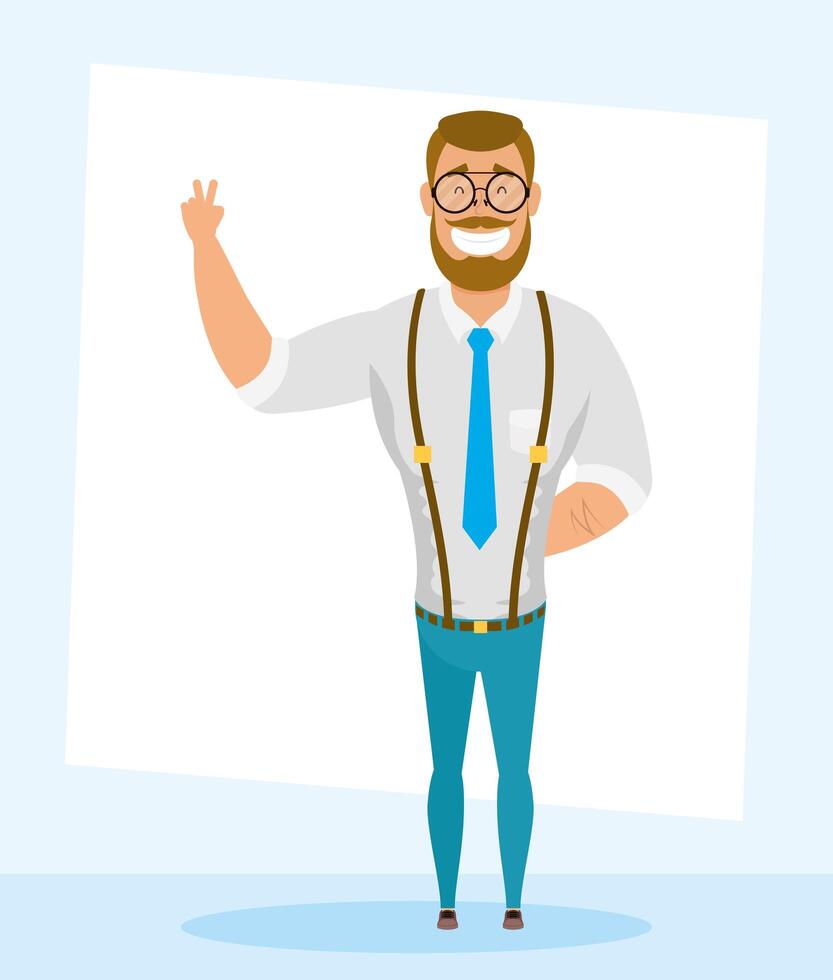 elegant young man with beard avatar character vector