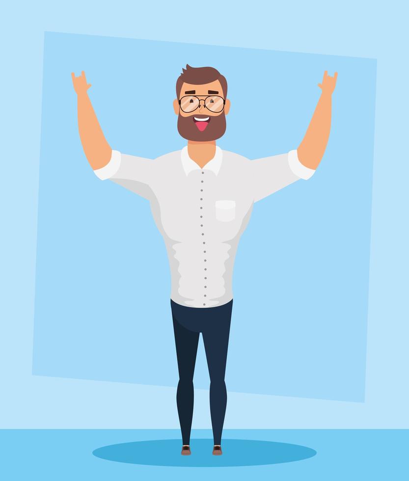 young man with beard avatar character vector