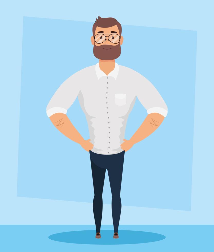 young man with beard avatar character vector