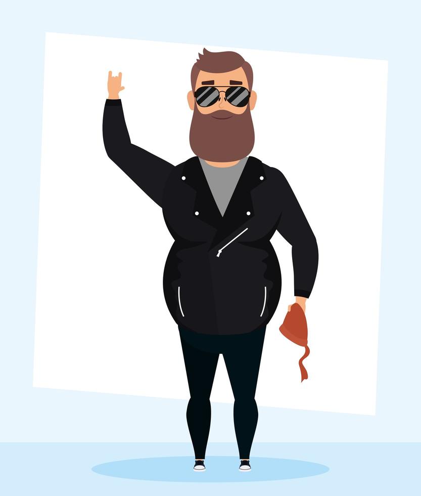 motorcyclist man with beard avatar character vector