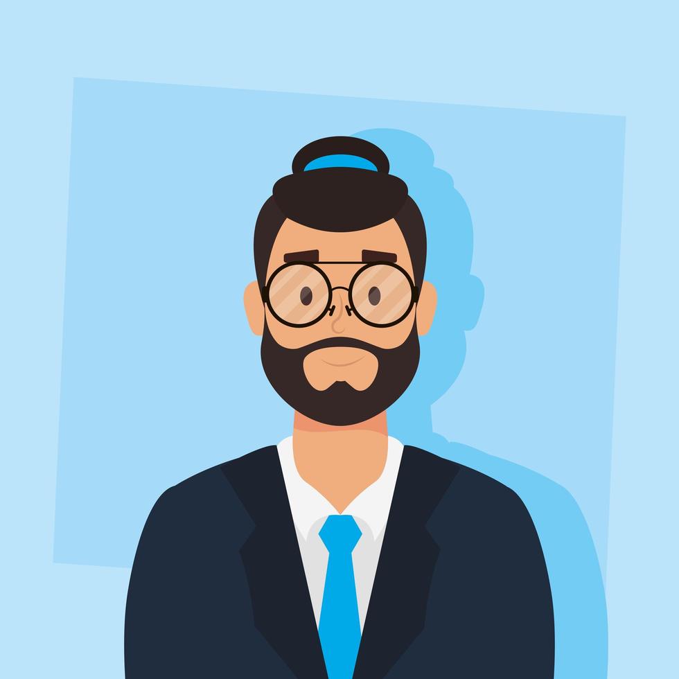 young man with beard avatar character vector