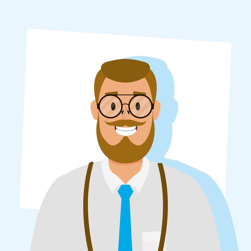 elegant young man with beard avatar character vector