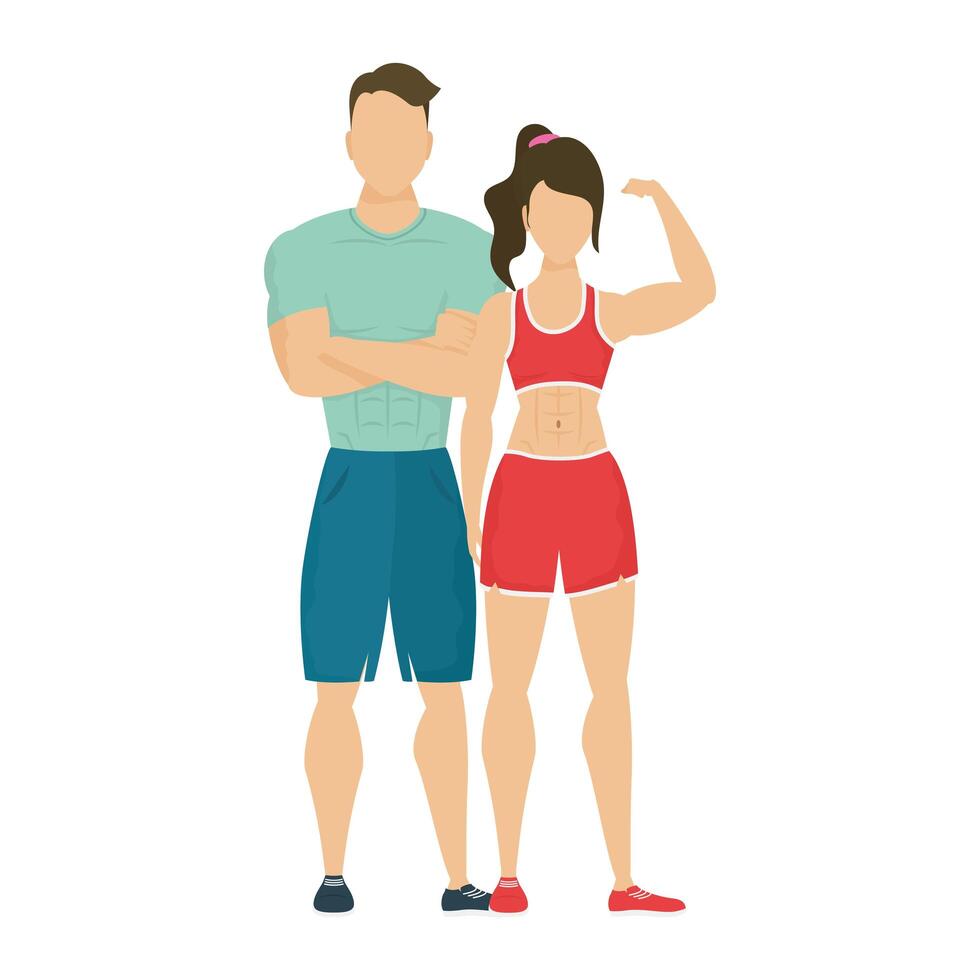 young athlete couple healthy lifestyle vector