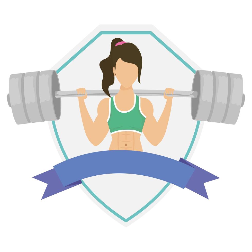 young woman athlete weight lifting character vector