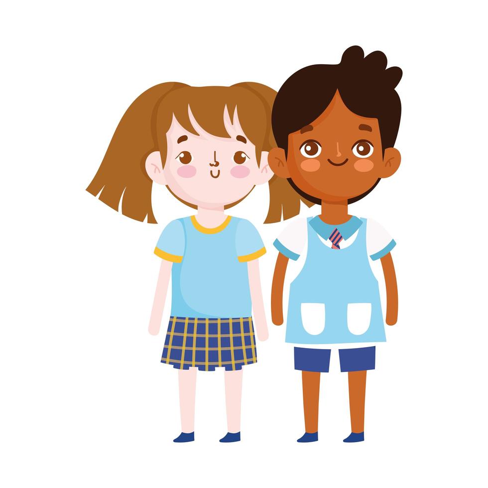 back to school, student boy and girl uniform cartoon education vector