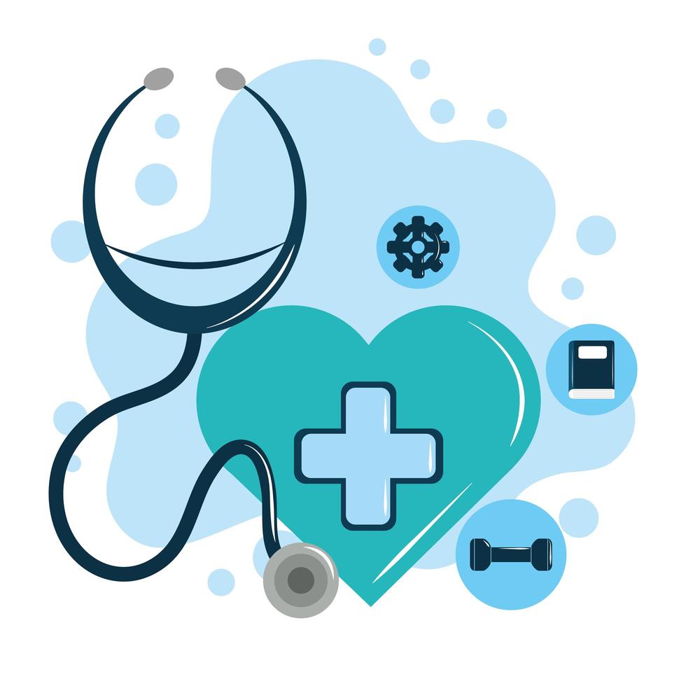 mental health day, green heart stethoscope solution psychology medical treatment vector