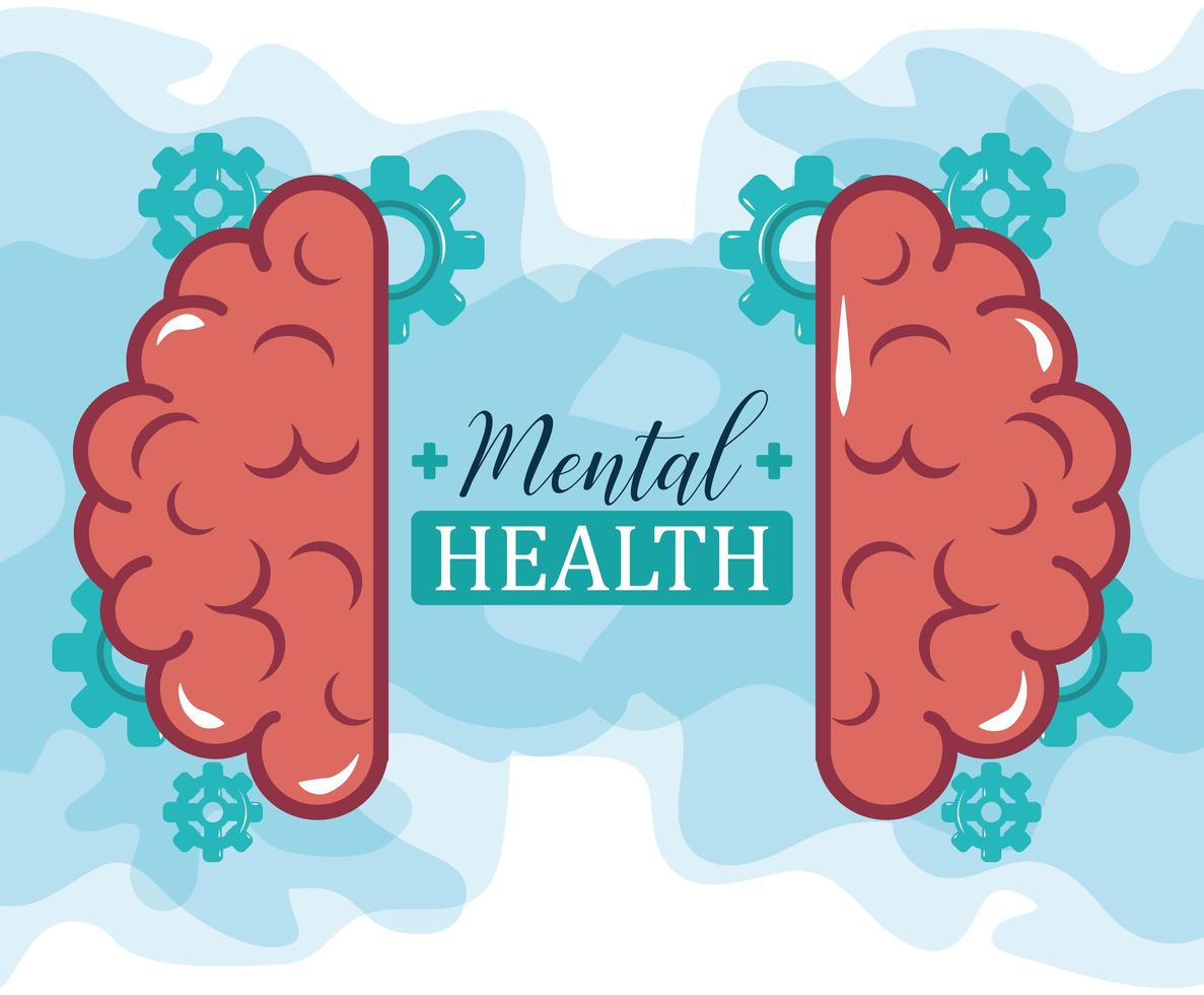 mental health day, mechanic brain gears, psychology medical treatment vector