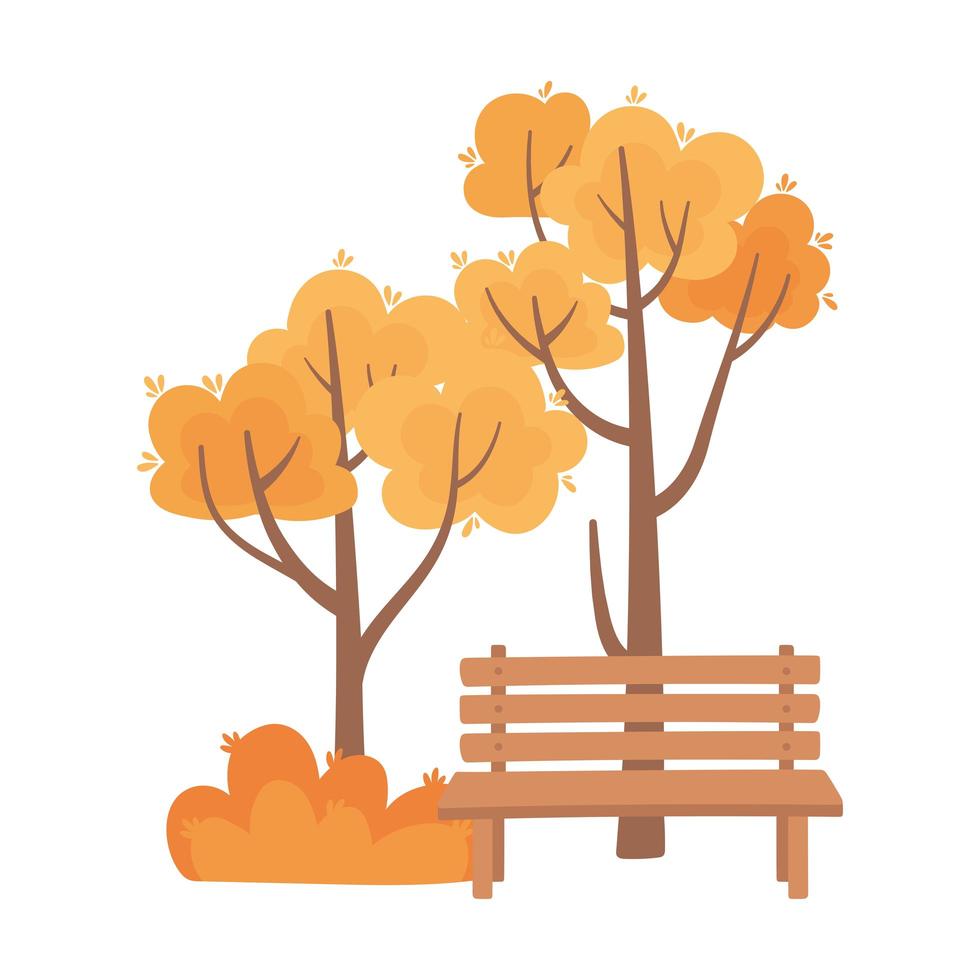 autumn foliage nature bench isolated icon style vector
