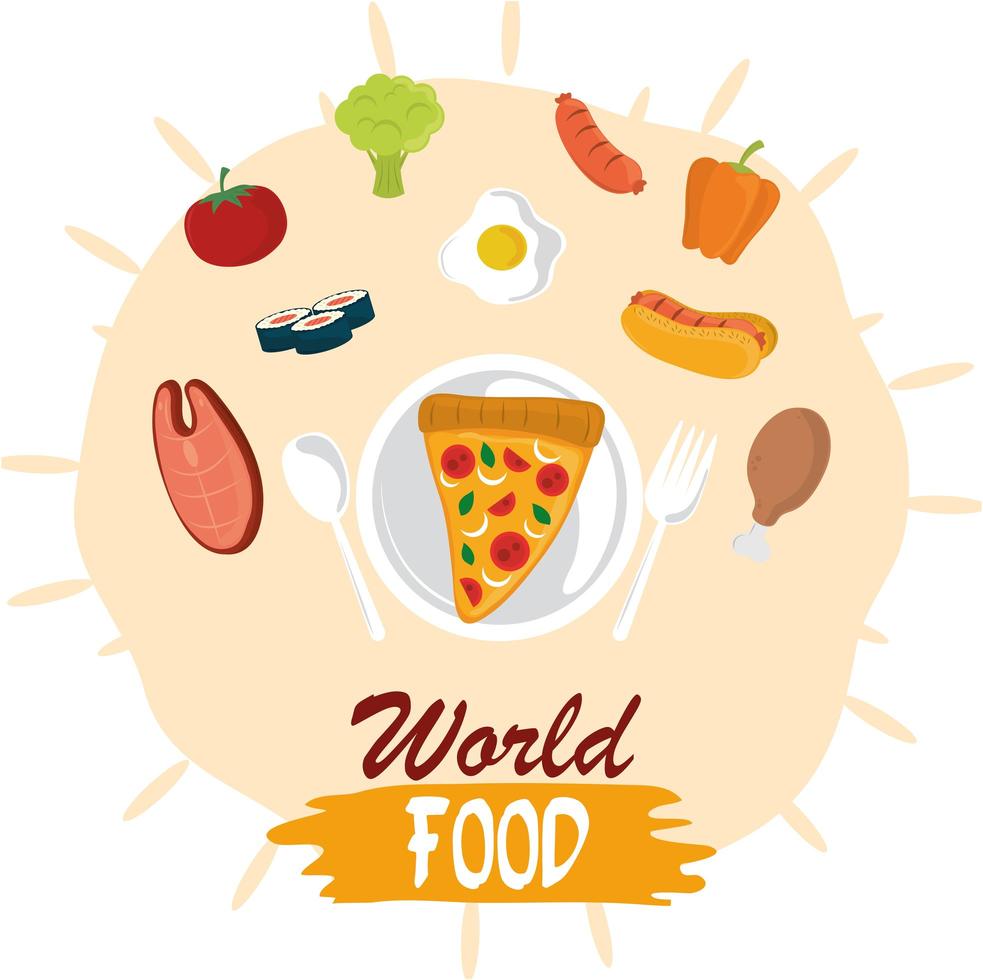 world food day, protein vegetable healthy lifestyle meal vector