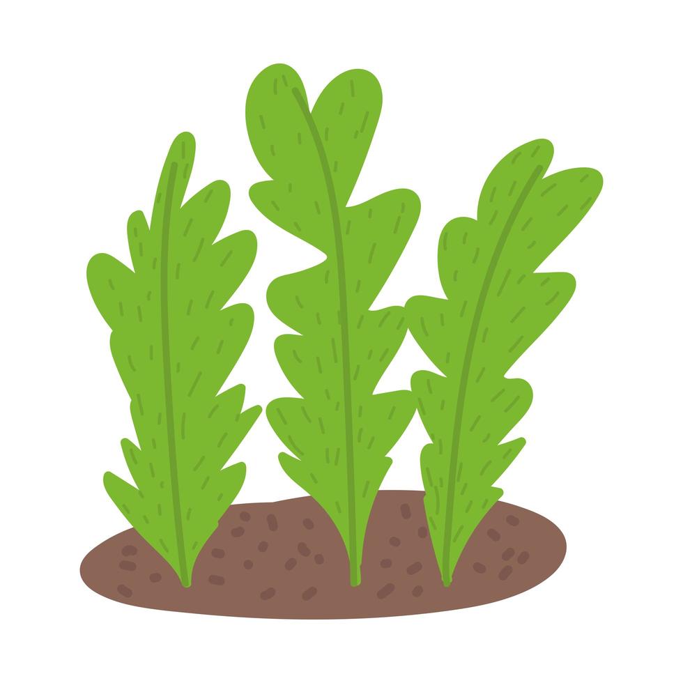 gardening, leaves planted in the ground isolated icon style vector