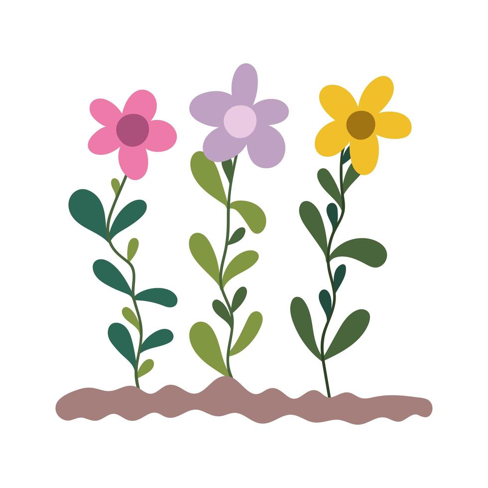 gardening, flowers planting in the ground isolated icon style vector
