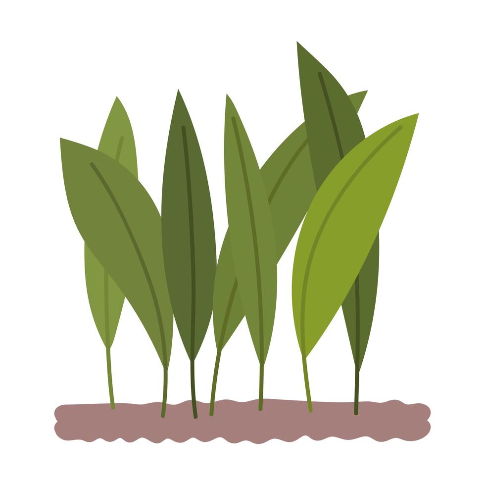 gardening, leaves planted in the soil isolated icon style vector
