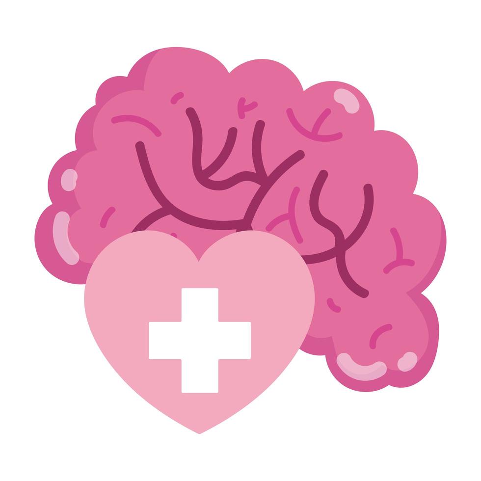 día mundial de la salud mental el corazón y el cerebro humanos vector